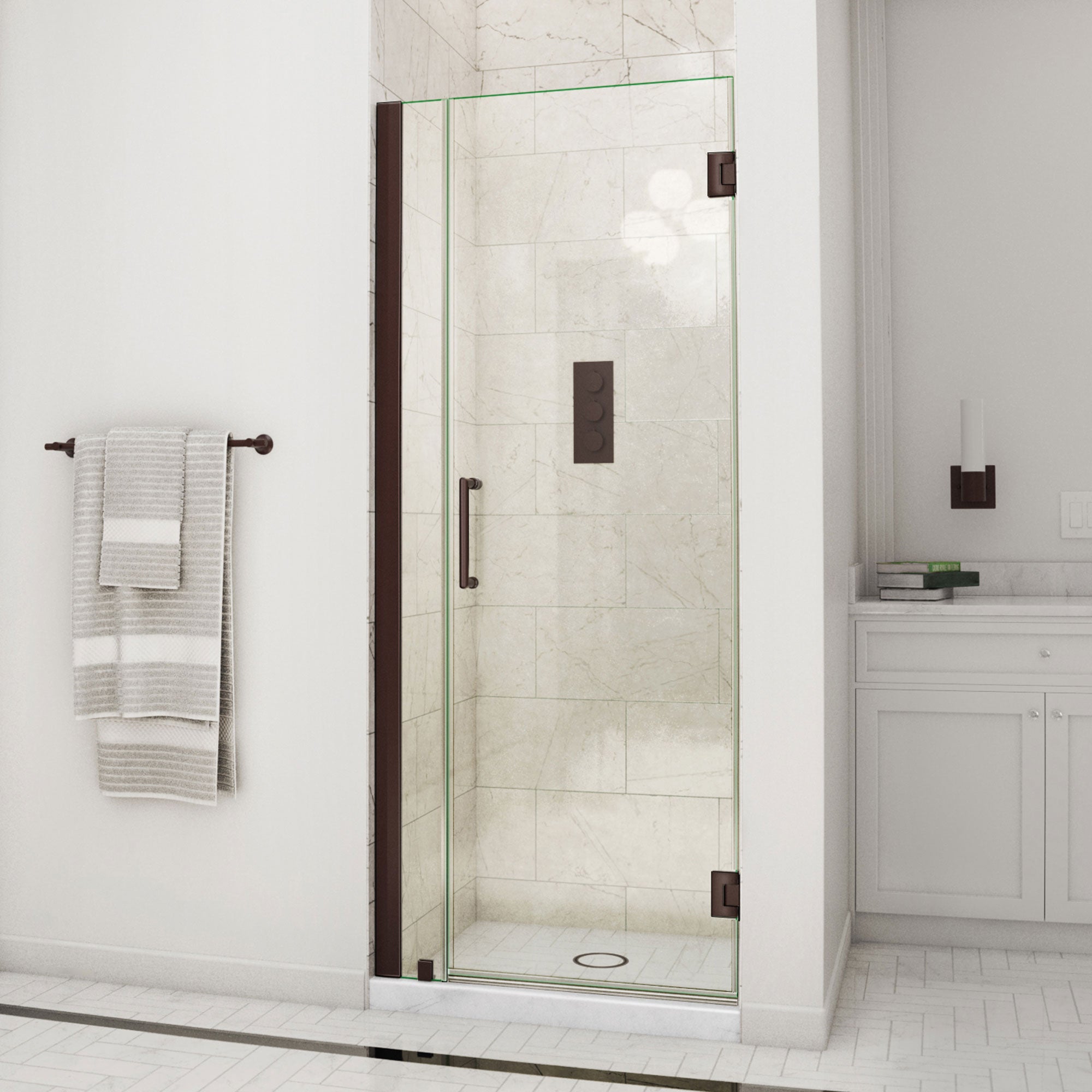DreamLine Unidoor 34 - 35 inch W x 72 inch H Frameless Hinged Shower Door