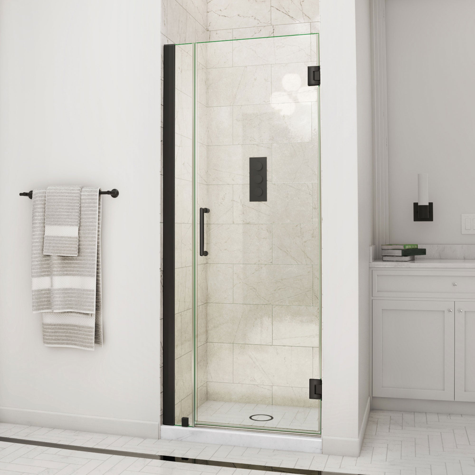 DreamLine Unidoor 29 - 30 inch W x 72 inch H Frameless Hinged Shower Door