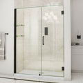 DreamLine Unidoor 56 - 57 inch W x 72 inch H Frameless Hinged Shower Door with Shelves