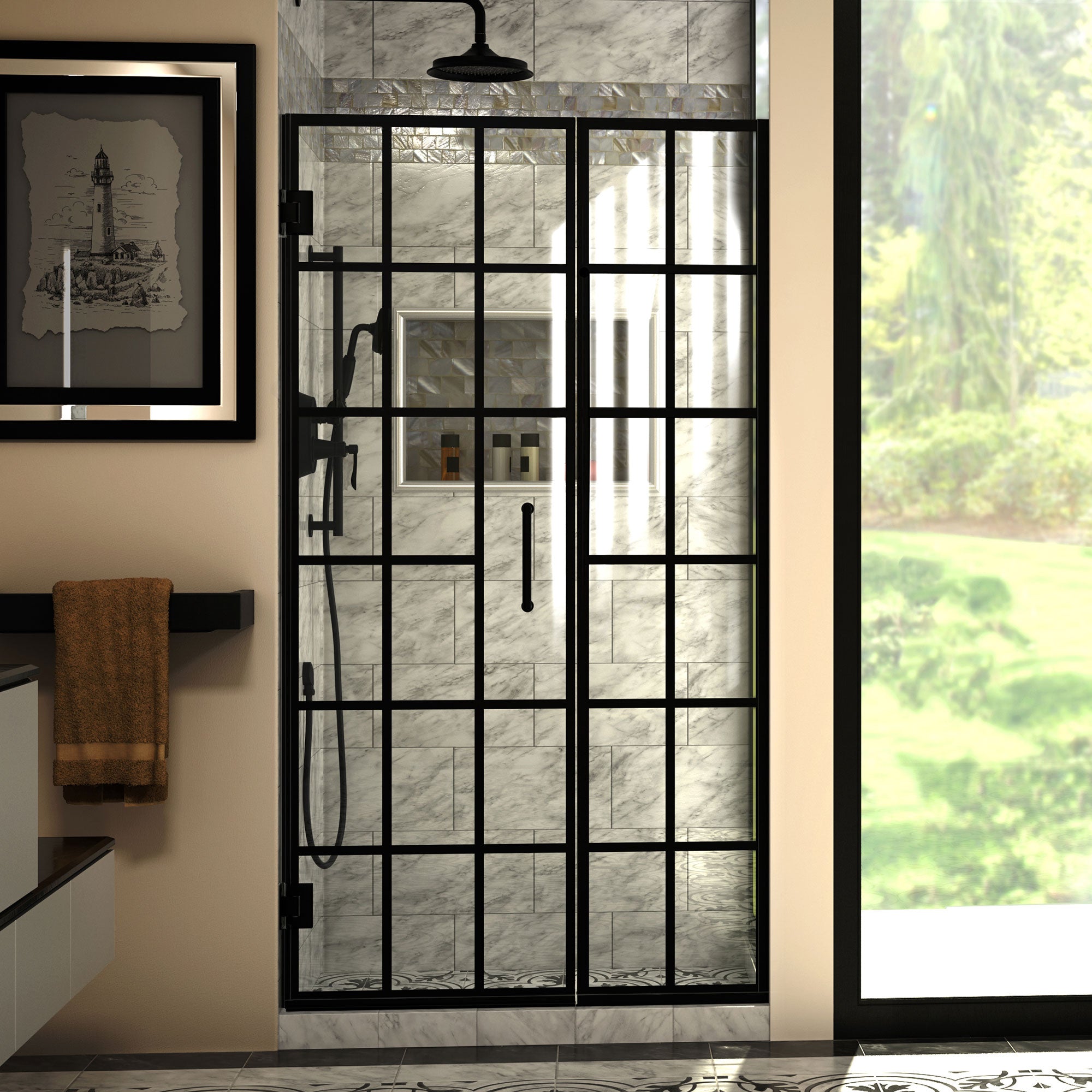 DreamLine Unidoor Toulon 40 - 40 1/2 inch W x 72 inch H Frameless Hinged Shower Door