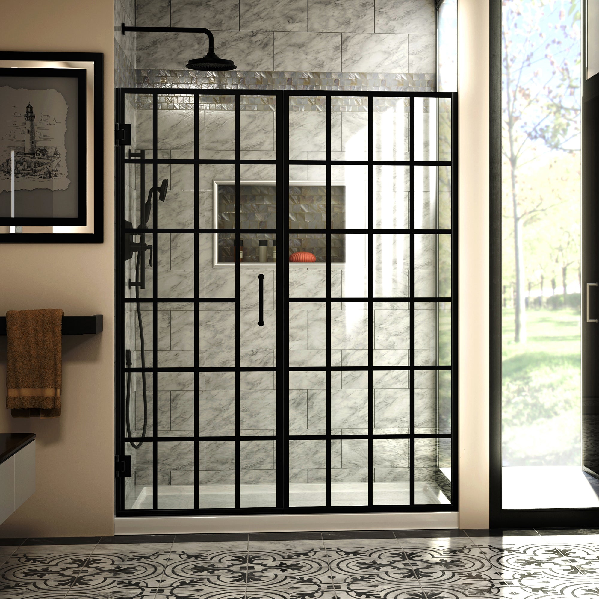 DreamLine Unidoor Toulon 58 - 58 1/2 inch W x 72 inch H Frameless Hinged Shower Door