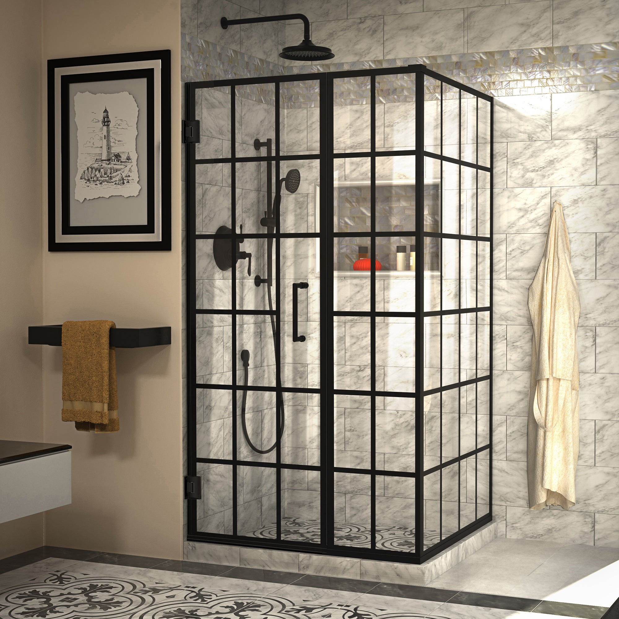 DreamLine Unidoor Toulon 34 3/8 inch D x 39 7/8 inch W x 72 inch H Frameless Hinged Shower Enclosure