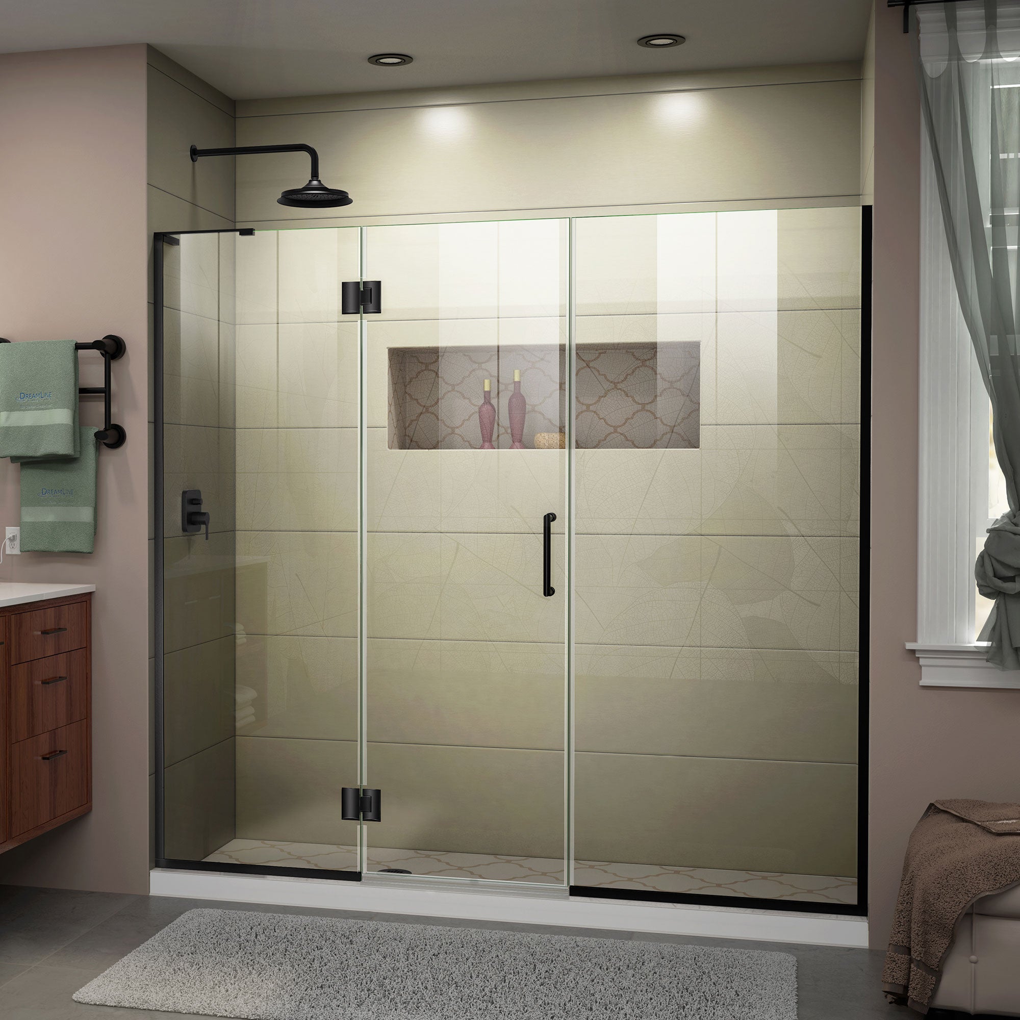 DreamLine Unidoor-X 66 1/2 - 67 inch W x 72 inch H Frameless Hinged Shower Door(SD M1 24)