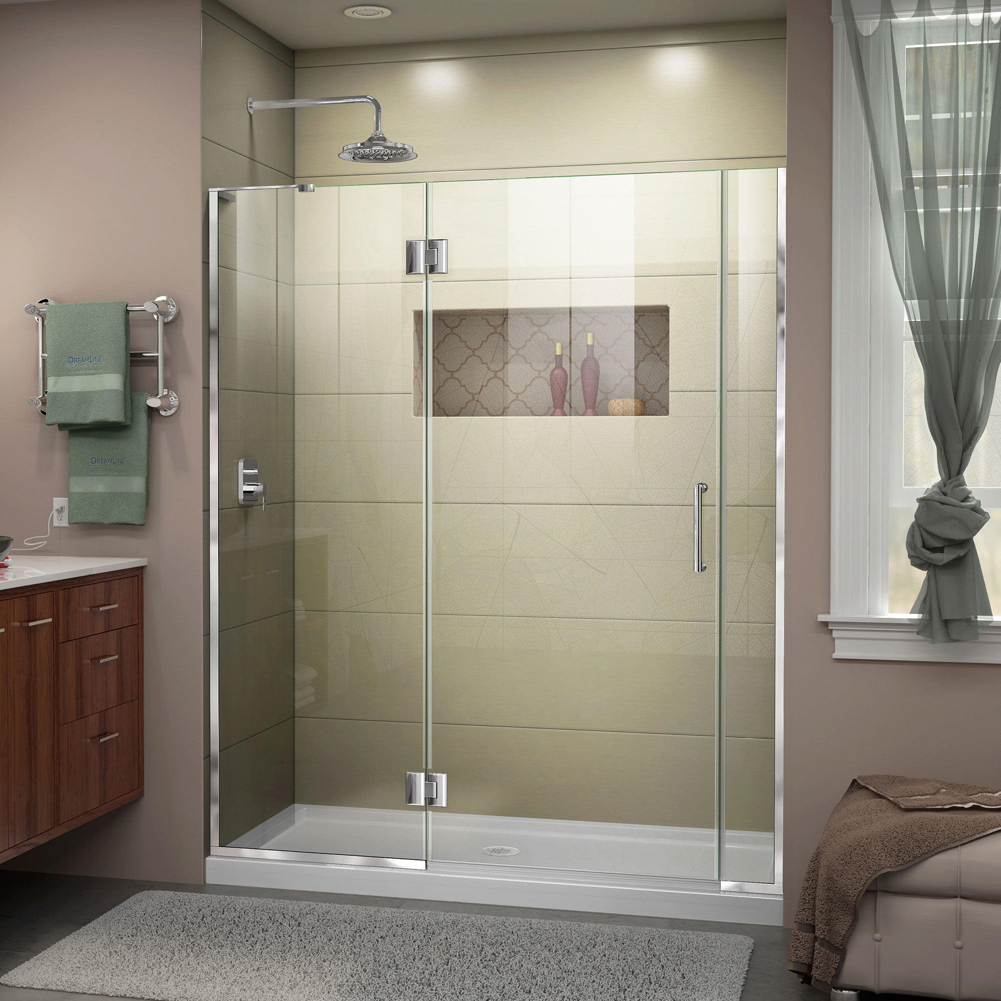 DreamLine Unidoor-X 53 1/2 - 54 inch W x 72 inch H Frameless Hinged Shower Door