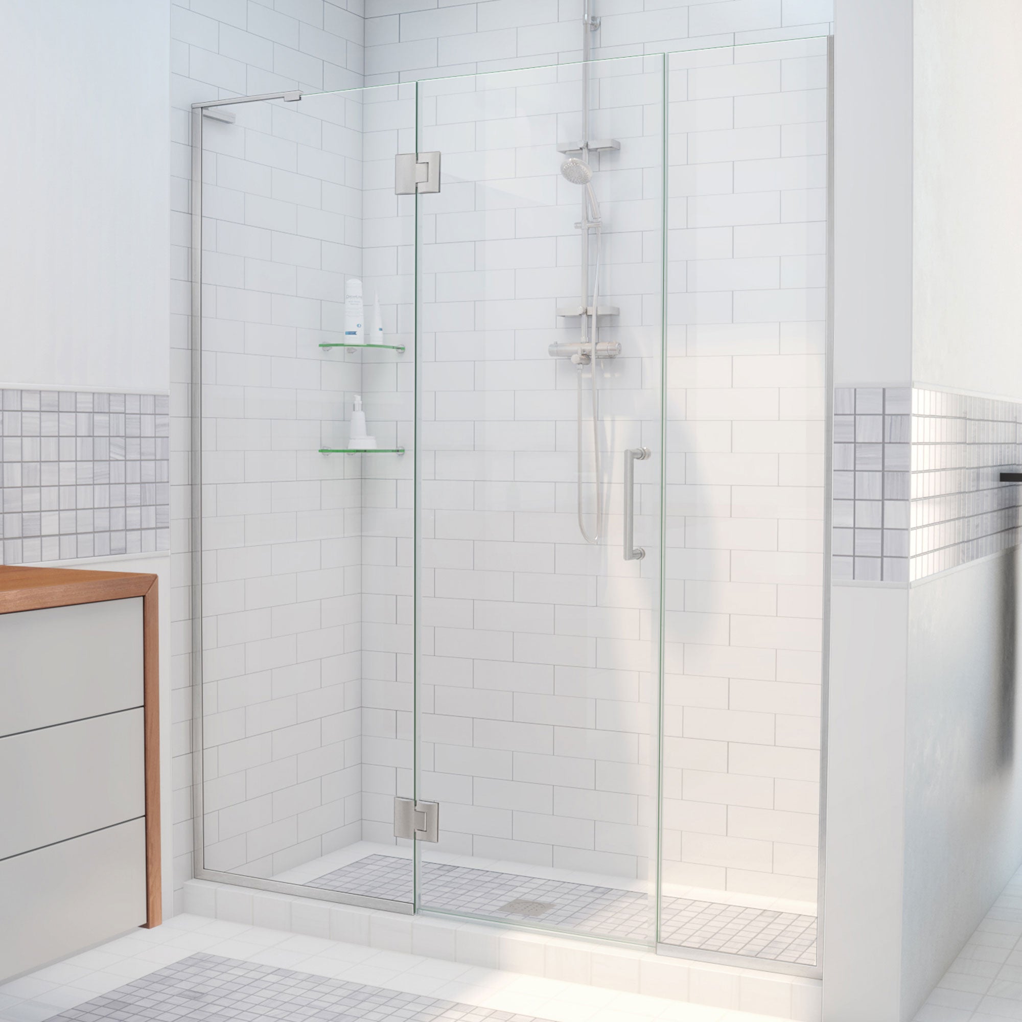 DreamLine Unidoor-X 46 1/2 - 47 inch W x 72 inch H Frameless Hinged Shower Door