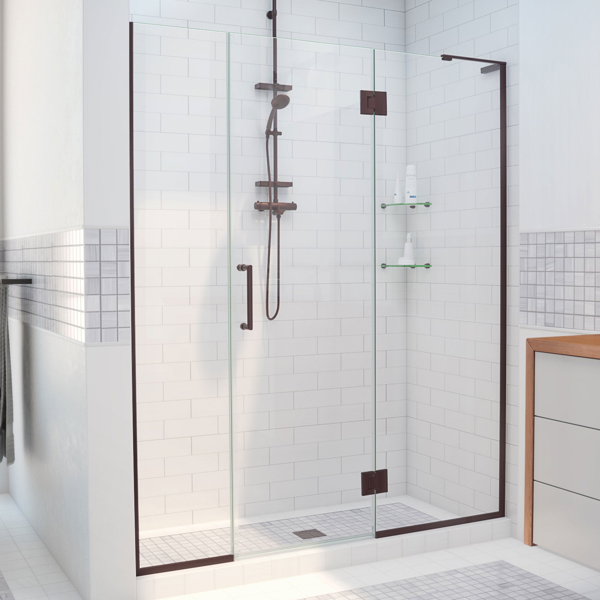 DreamLine Unidoor-X 68 1/2 - 69 inch W x 72 inch H Frameless Hinged Shower Door
