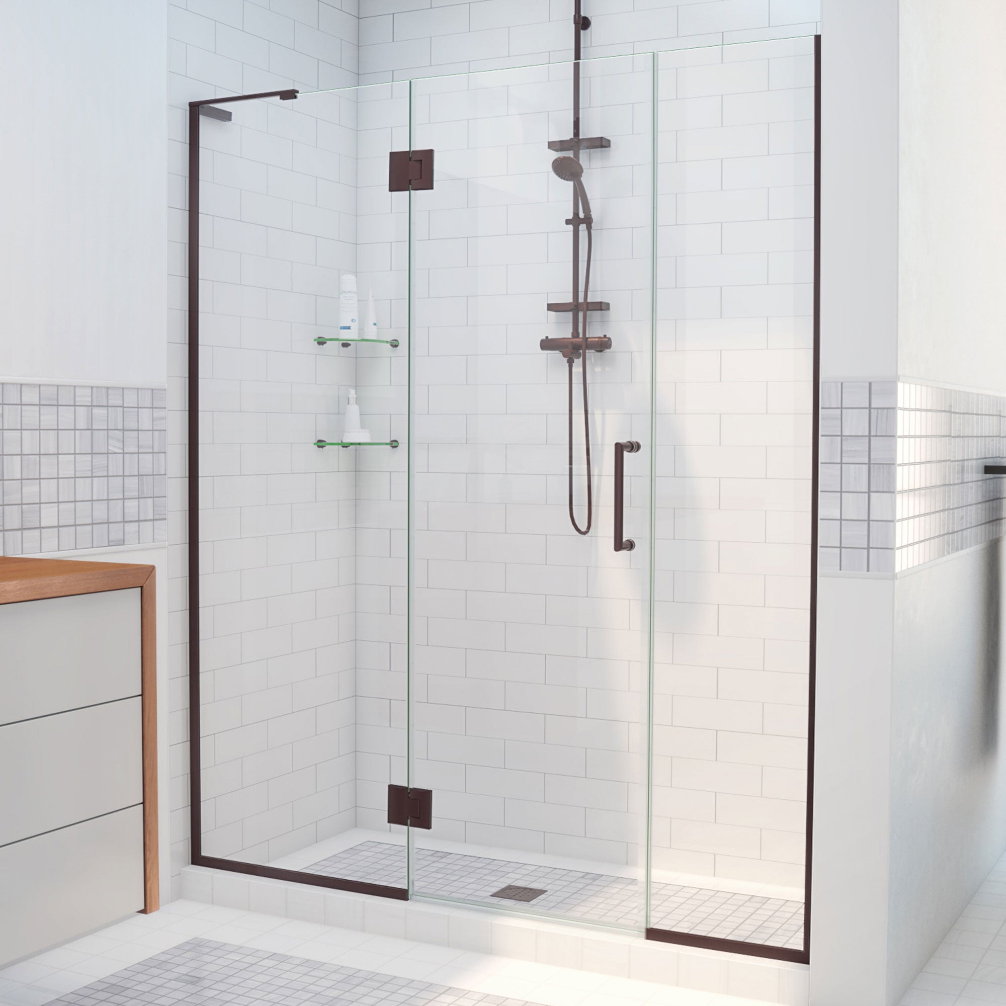 DreamLine Unidoor-X 47 1/2 - 48 inch W x 72 inch H Frameless Hinged Shower Door