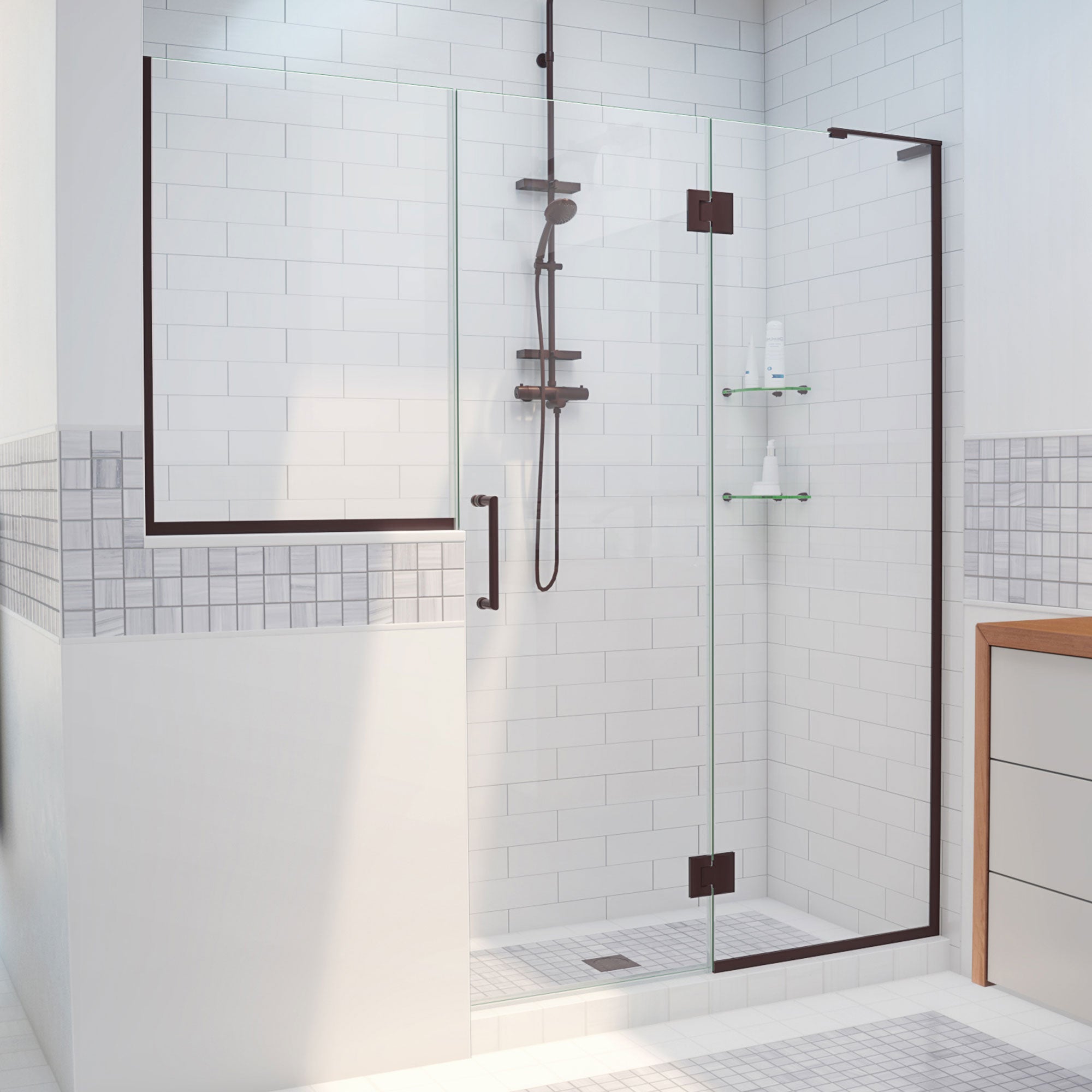 DreamLine Unidoor-X 71 - 71 1/2 inch W x 72 inch H Frameless Hinged Shower Door