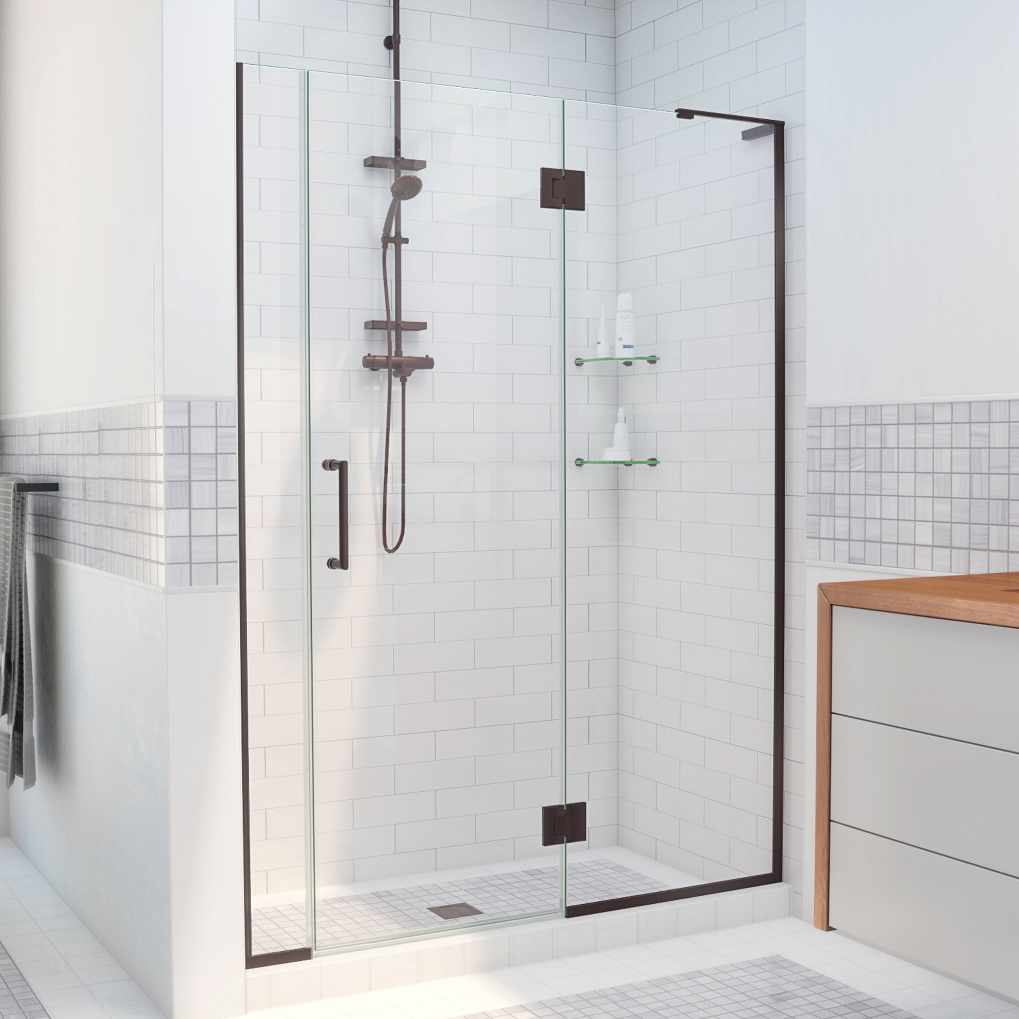 DreamLine Unidoor-X 60 1/2 - 61 inch W x 72 inch H Frameless Hinged Shower Door