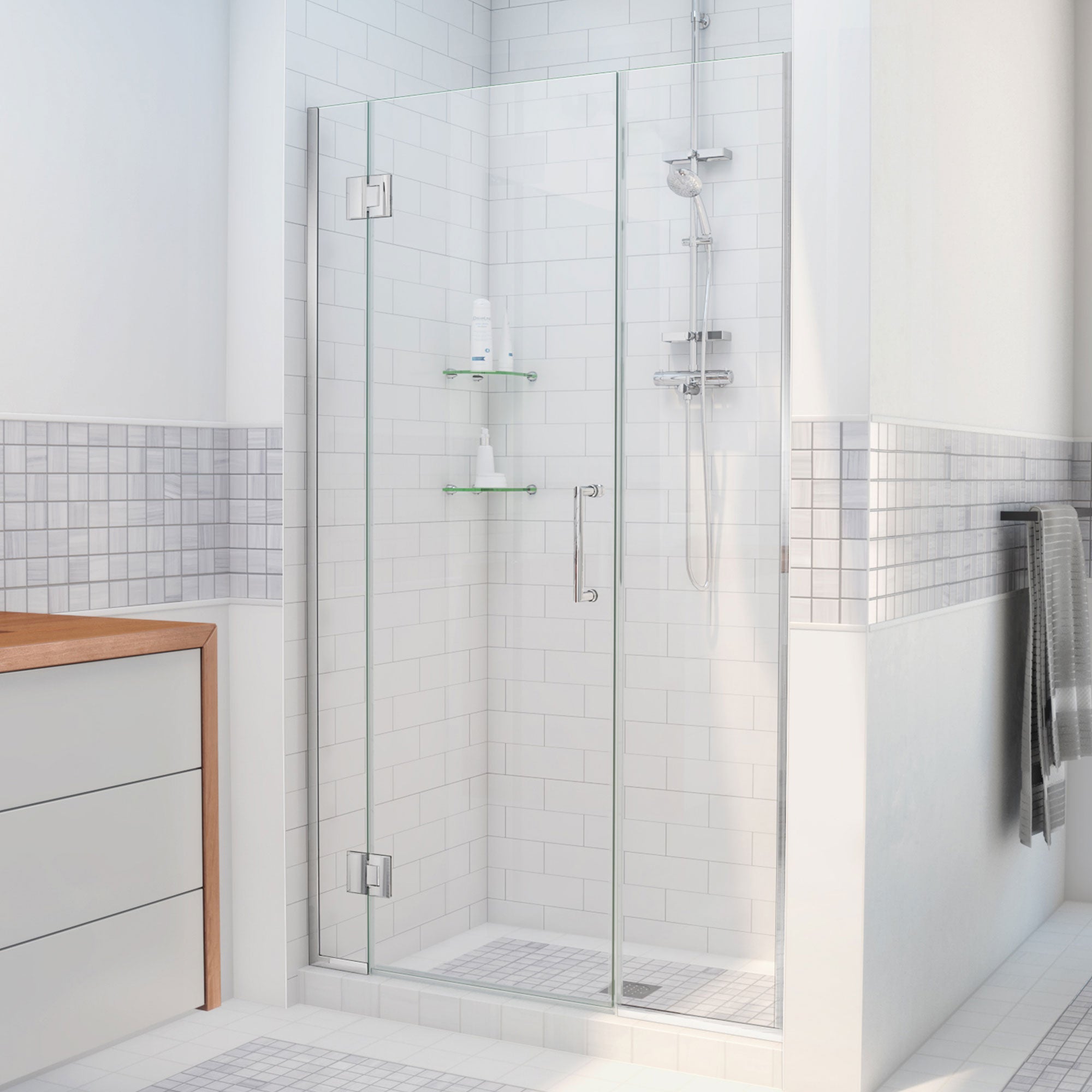 DreamLine Unidoor-X 51 1/2 - 52 inch W x 72 inch H Frameless Hinged Shower Door