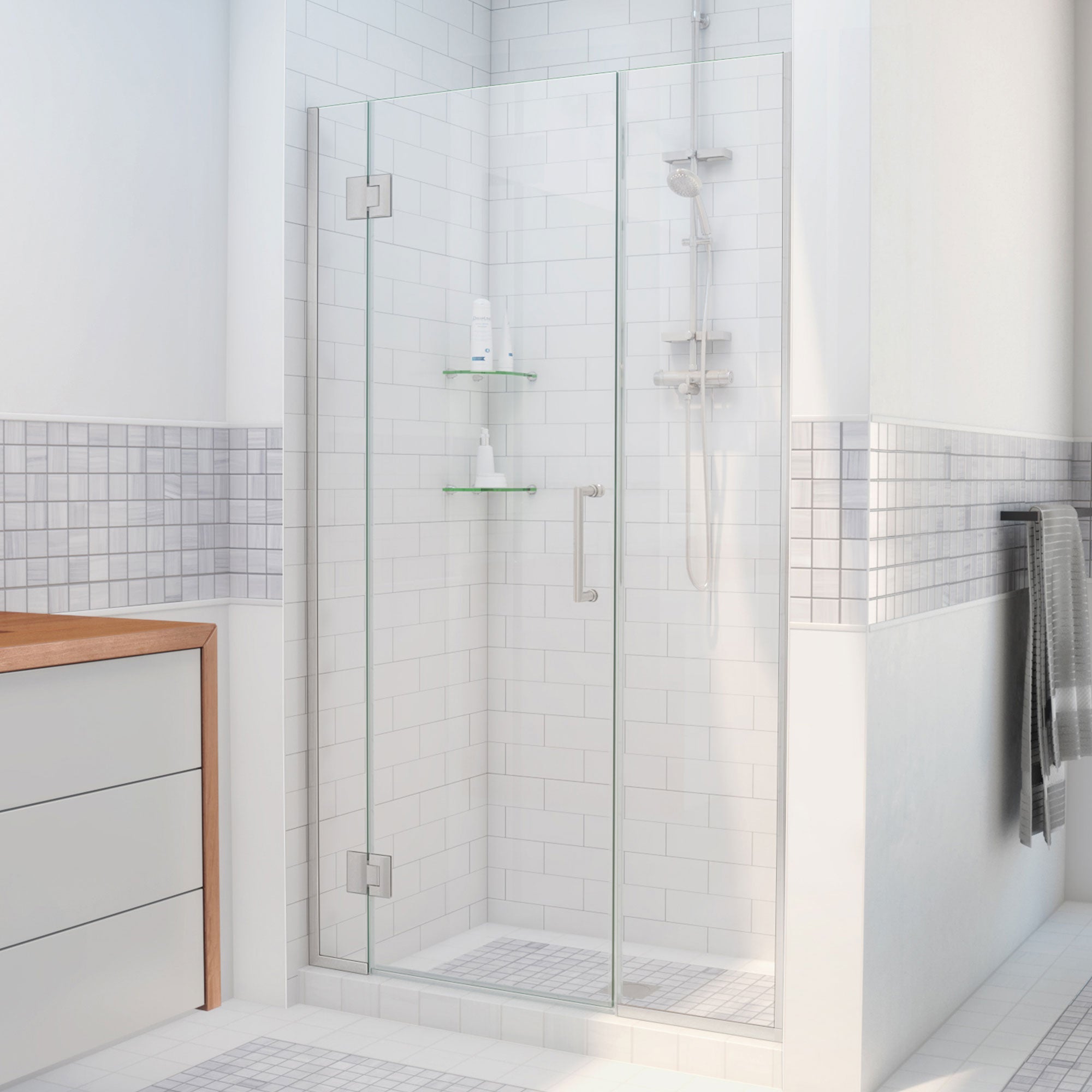 DreamLine Unidoor-X 58 1/2 - 59 inch W x 72 inch H Frameless Hinged Reversible Shower Door