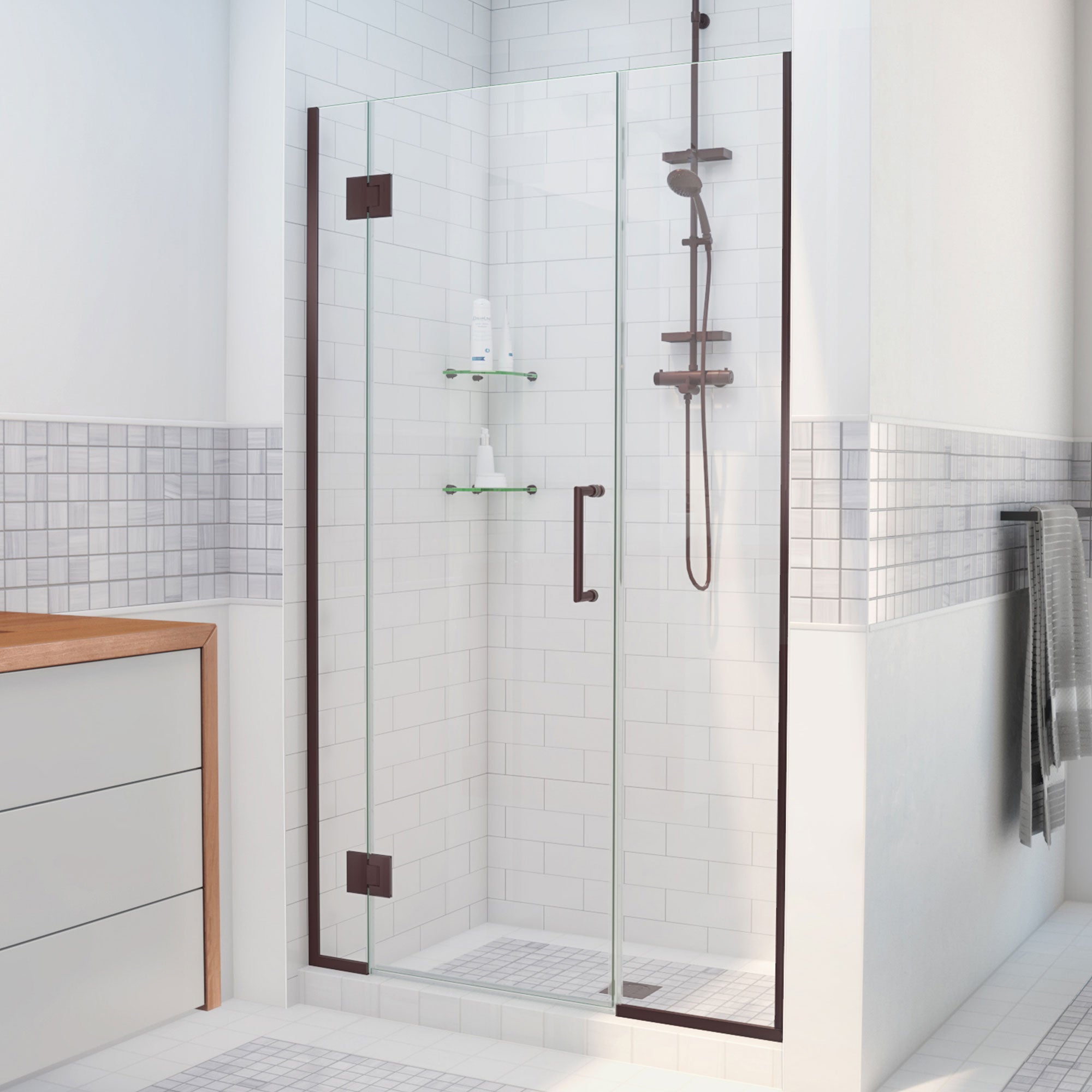 DreamLine Unidoor-X 63 - 63 1/2 inch W x 72 inch H Frameless Hinged Shower Door (D1273072)