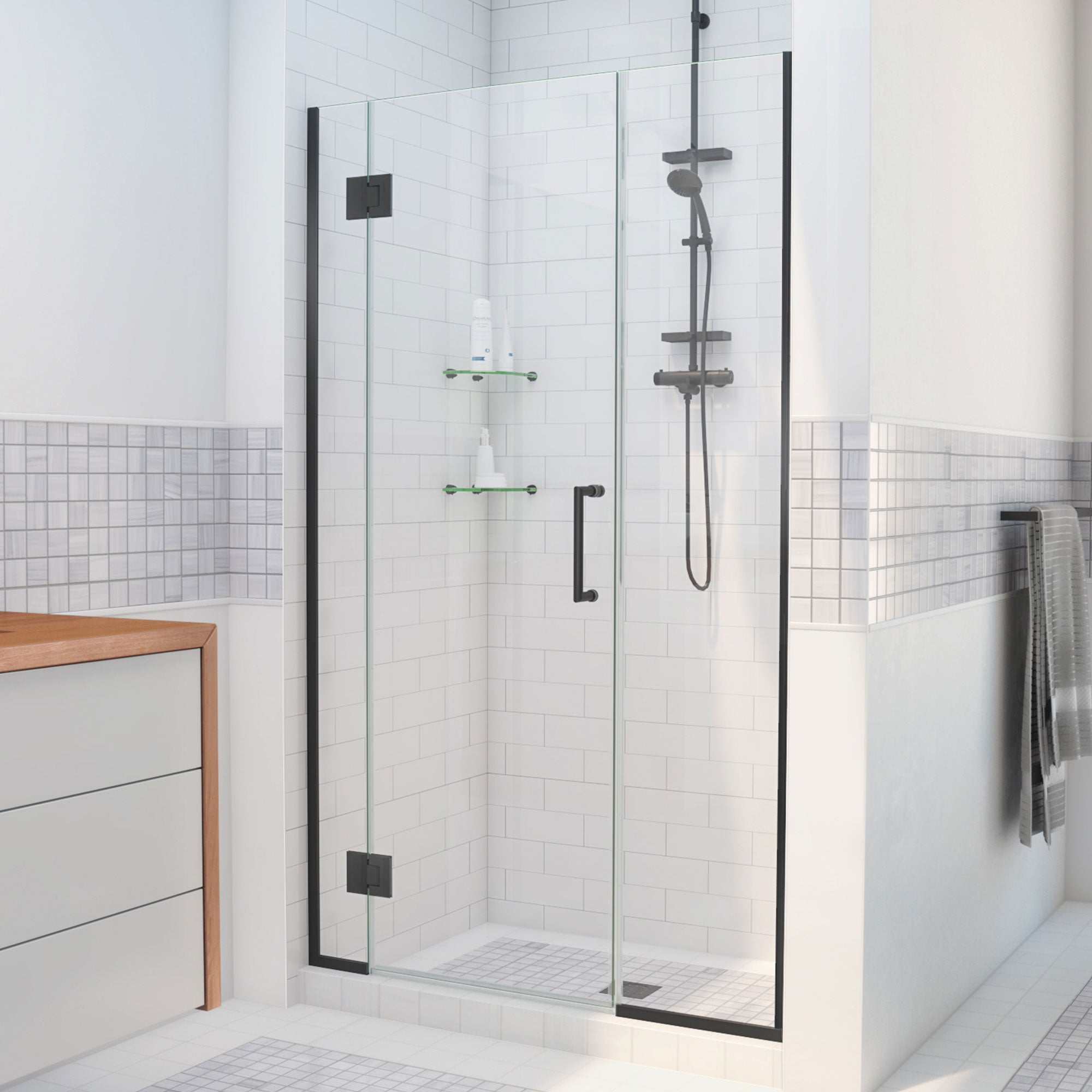 DreamLine Unidoor-X 52 1/2 - 53 inch W x 72 inch H Frameless Hinged Shower Door
