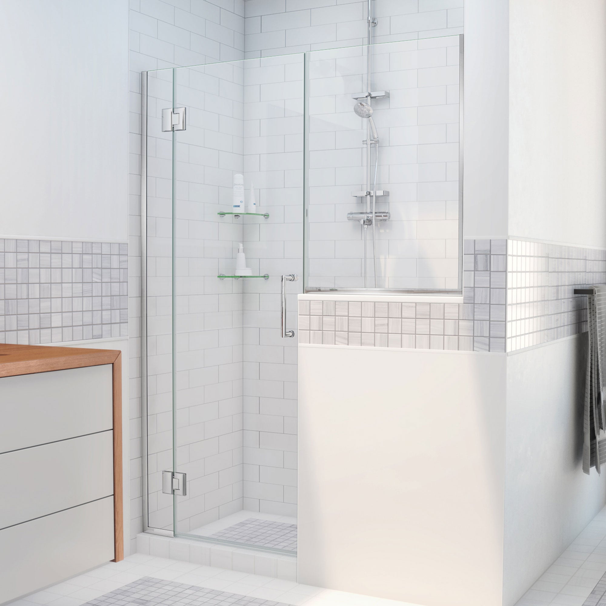 DreamLine Unidoor-X 60 - 60 1/2 inch W x 72 inch H Frameless Hinged Shower Door (D1302436)