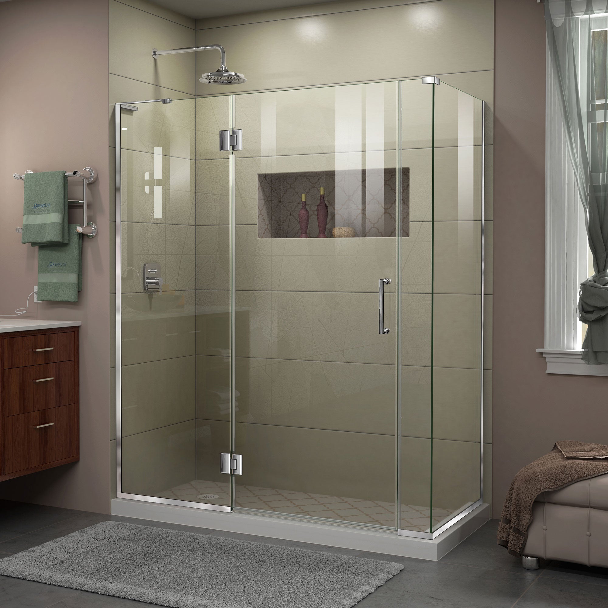 DreamLine Unidoor-X 59 inch W x 34 3/8 inch D x 72 inch H Frameless Hinged Shower Enclosure