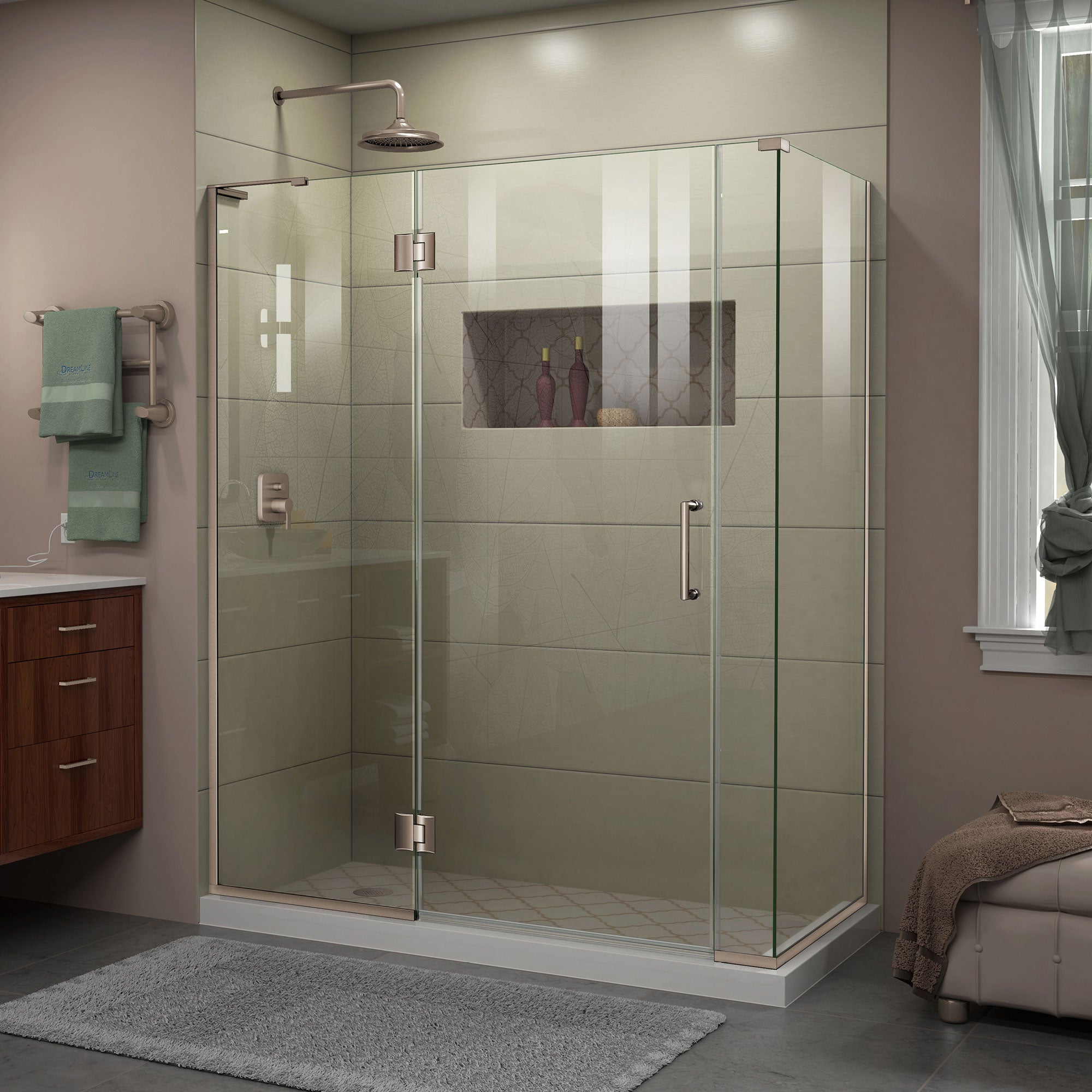 DreamLine Unidoor-X 58 inch W x 30 3/8 inch D x 72 inch H Frameless Hinged Shower Enclosure
