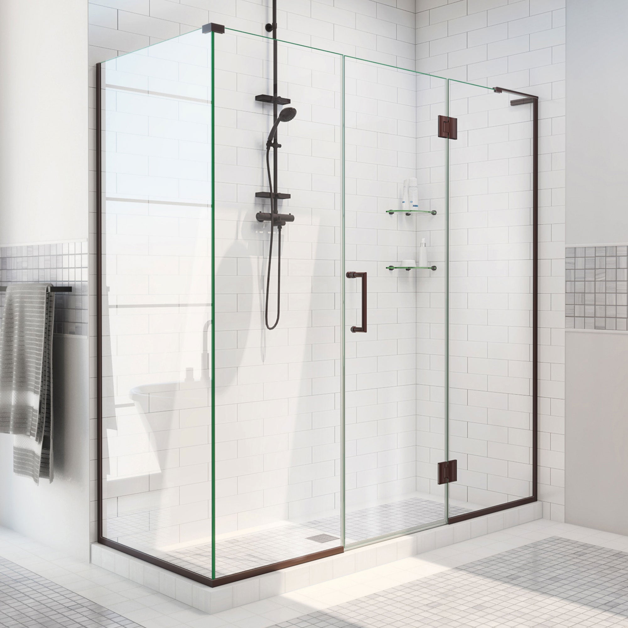 DreamLine Unidoor-X 70 inch W x 34 3/8 inch D x 72 inch H Frameless Hinged Shower Enclosure
