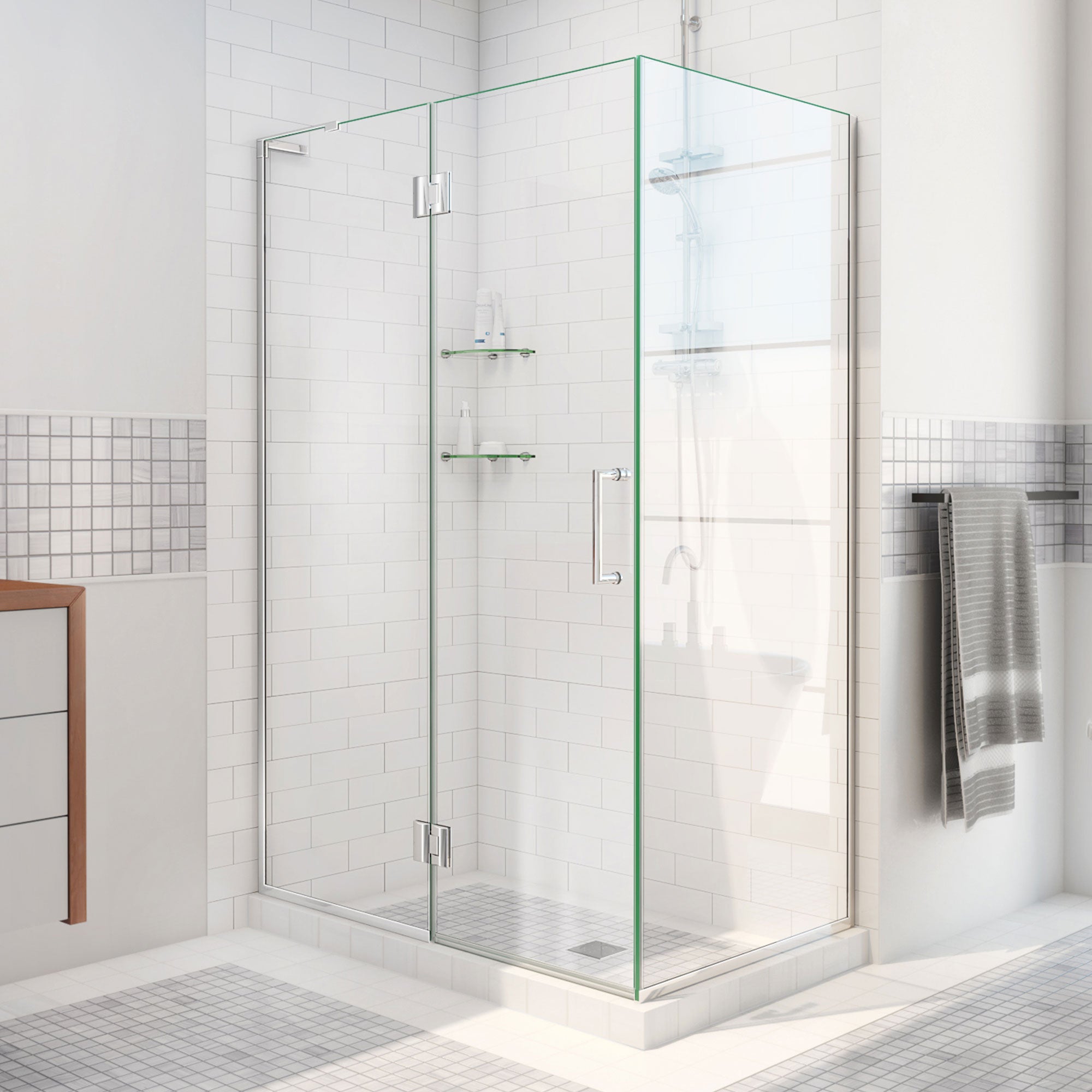 DreamLine Unidoor-X 29 3/8 inch W x 30 inch D x 72 inch H Frameless Hinged Shower Enclosure