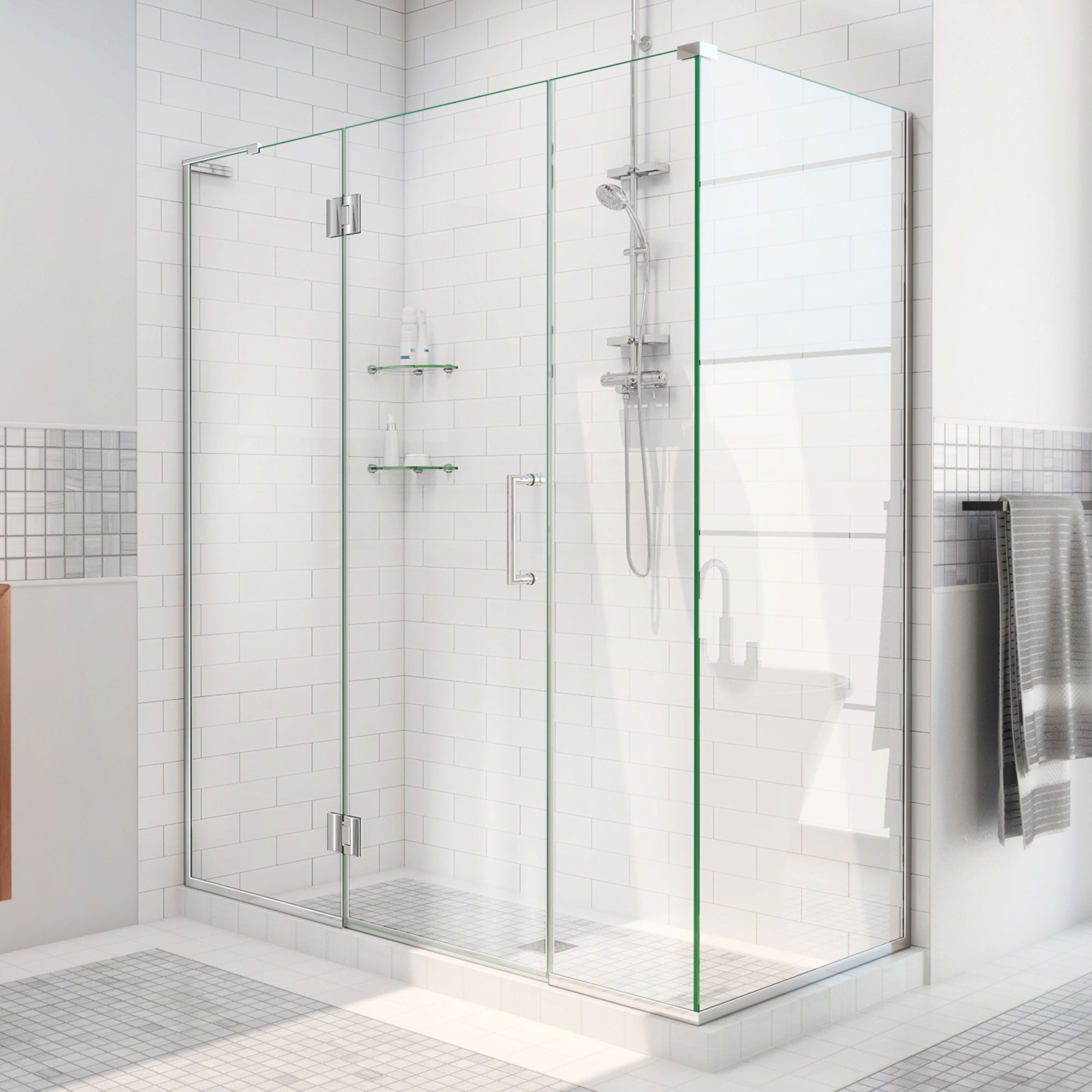 DreamLine Unidoor-X 47 1/2 inch W x 34 3/8 inch D x 72 inch H Frameless Hinged Shower Enclosure