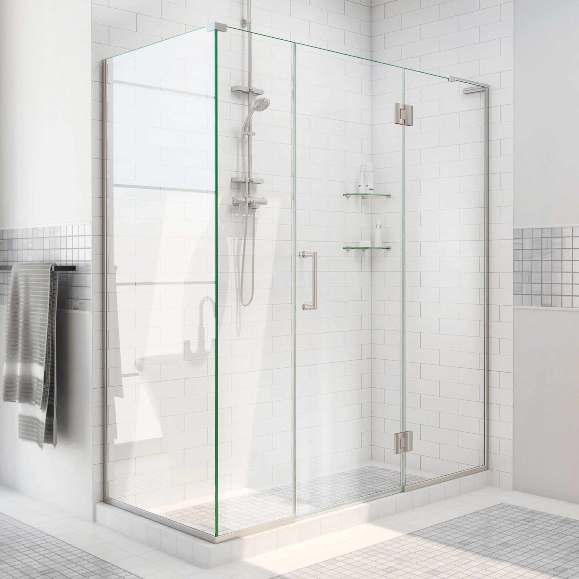 DreamLine Unidoor-X 63 1/2 inch W x 34 3/8 inch D x 72 inch H Frameless Hinged Shower Enclosure