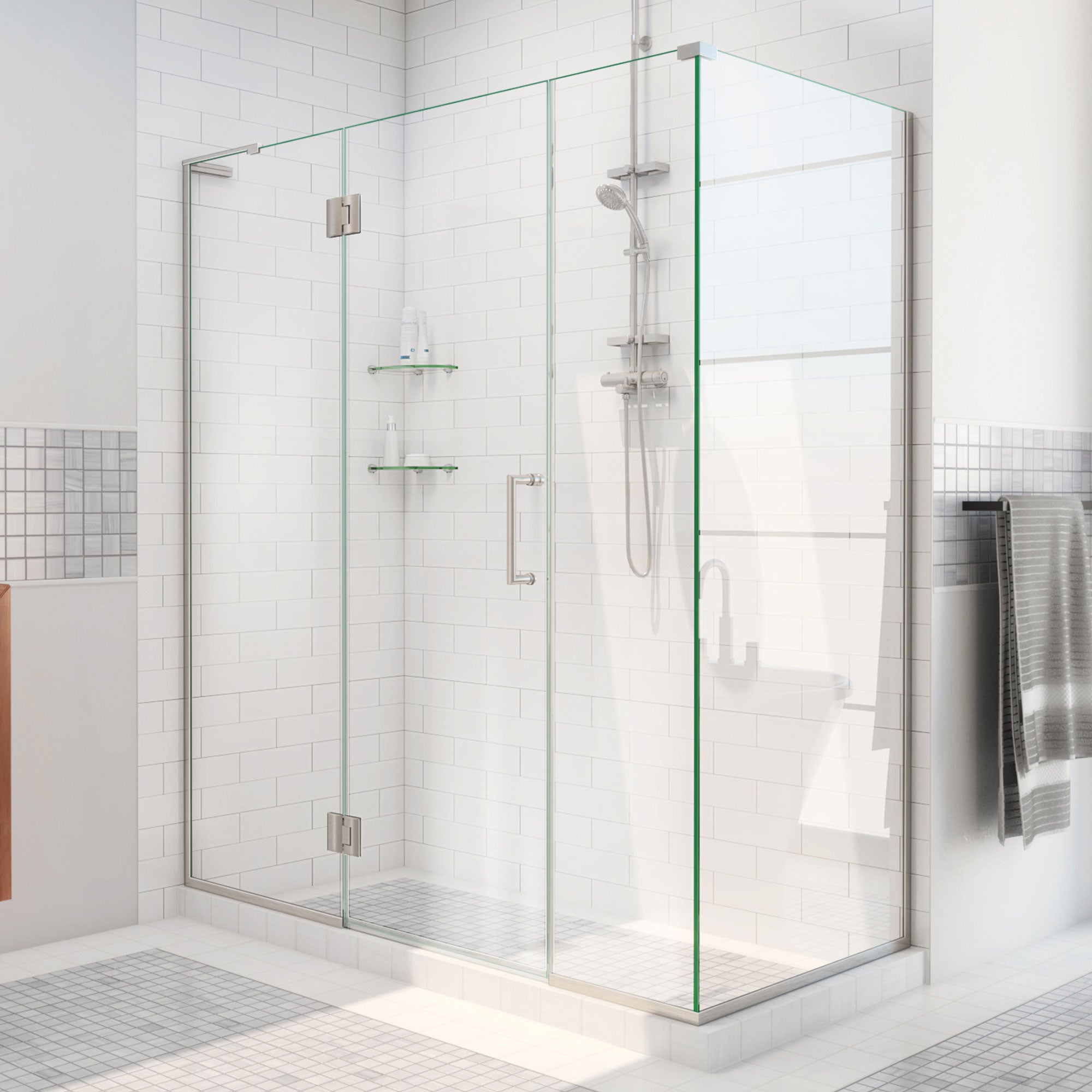DreamLine Unidoor-X 48 inch W x 34 3/8 inch D x 72 inch H Frameless Hinged Shower Enclosure