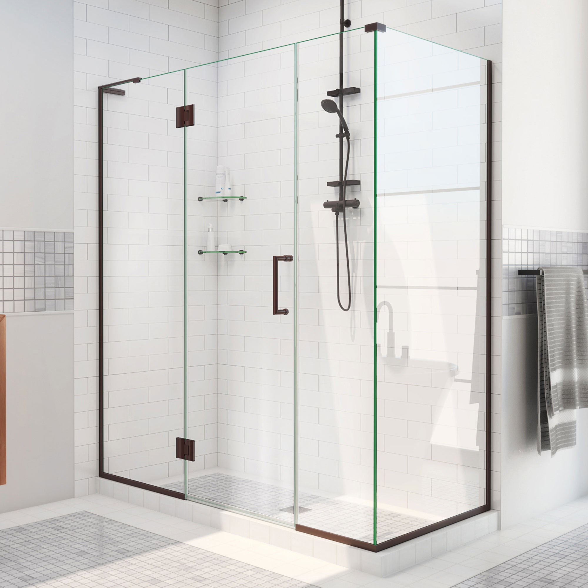 DreamLine Unidoor-X 46 inch W x 34 3/8 inch D x 72 inch H Frameless Hinged Shower Enclosure