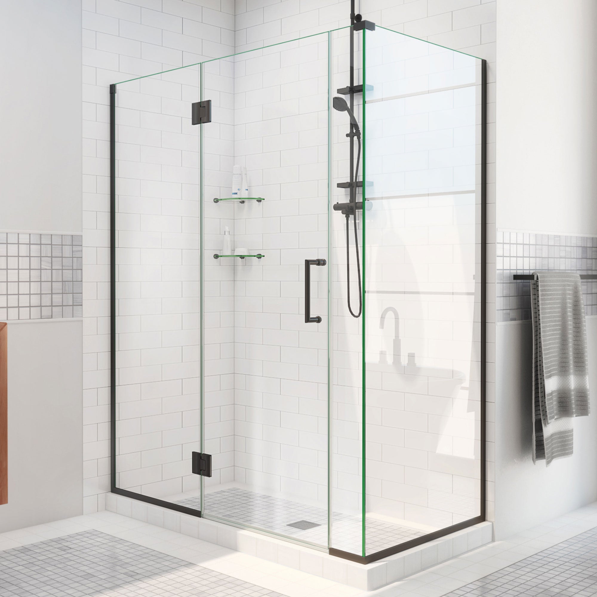 DreamLine Unidoor-X 40 inch W x 34 3/8 inch D x 72 inch H Frameless Hinged Shower Enclosure