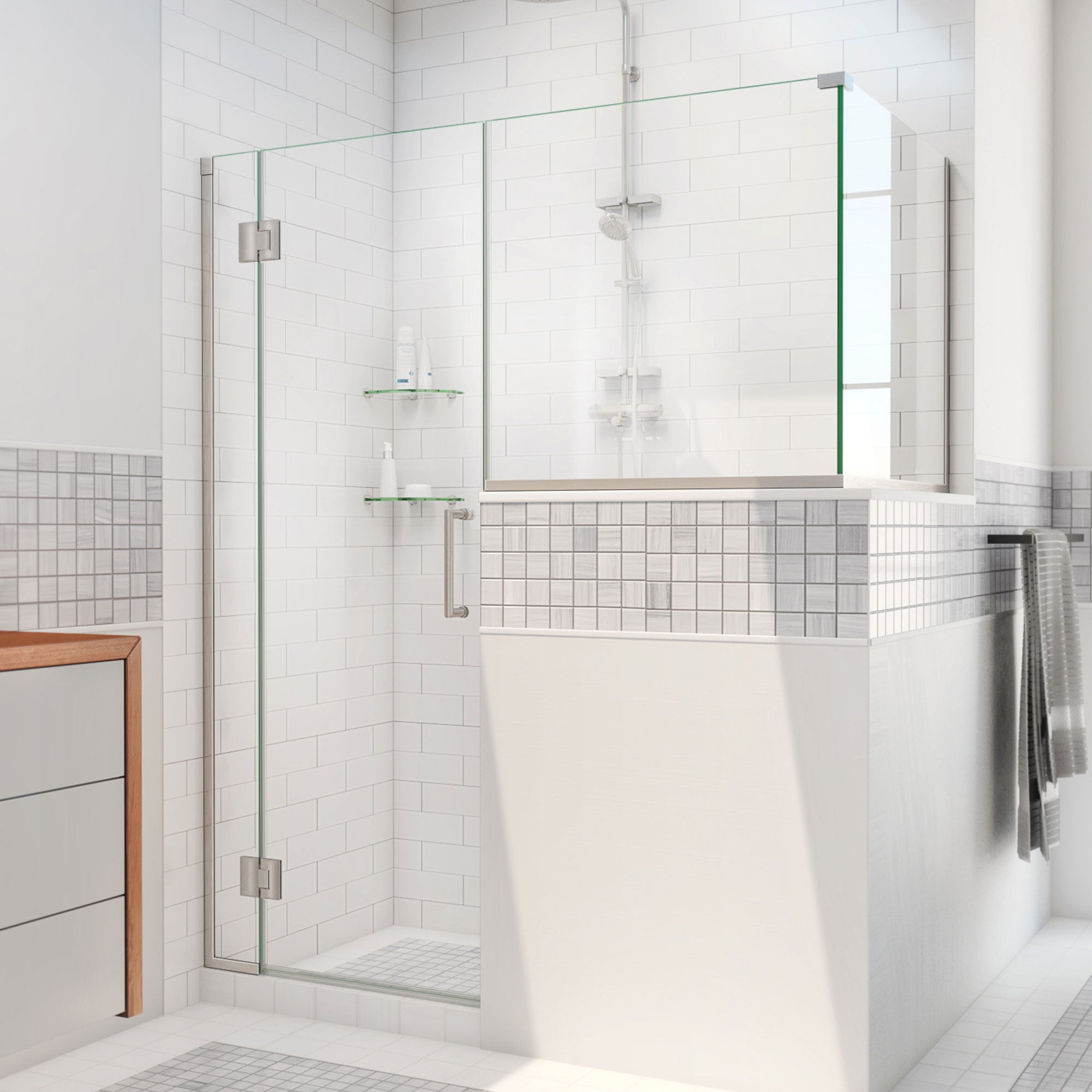 DreamLine Unidoor-X 59 inch W x 36 3/8 inch D x 72 inch H Frameless Hinged Shower Enclosure
