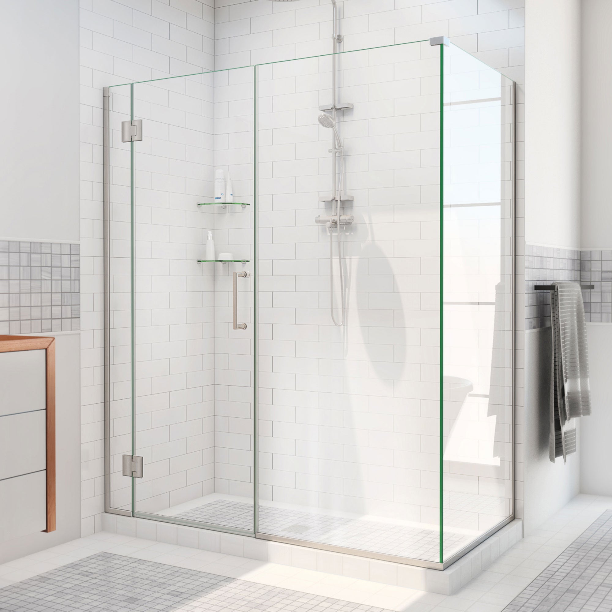 DreamLine Unidoor-X 63 1/2 inch W x 30 3/8 inch D x 72 inch H Frameless Hinged Shower Enclosure