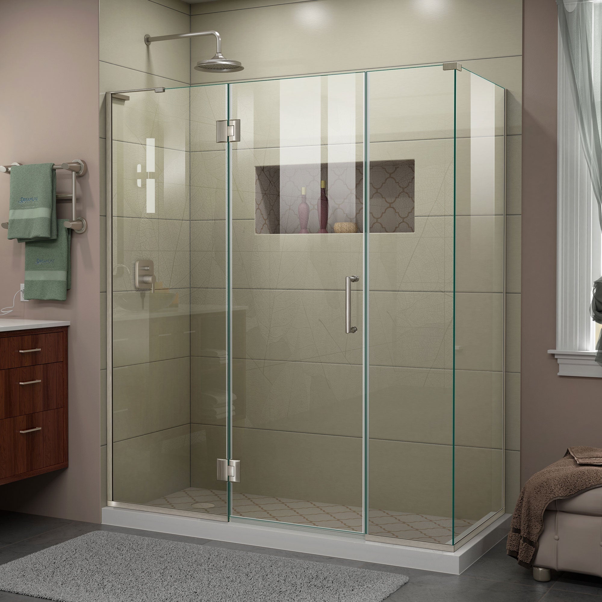 DreamLine Unidoor-X 63 1/2 inch W x 34 3/8 inch D x 72 inch H Frameless Hinged Shower Enclosure