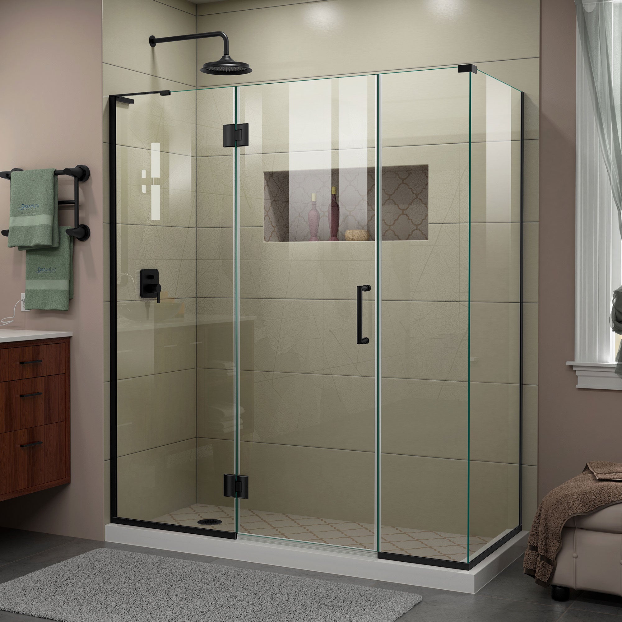 DreamLine Unidoor-X 64 1/2 inch W x 34 3/8 inch D x 72 inch H Frameless Hinged Shower Enclosure