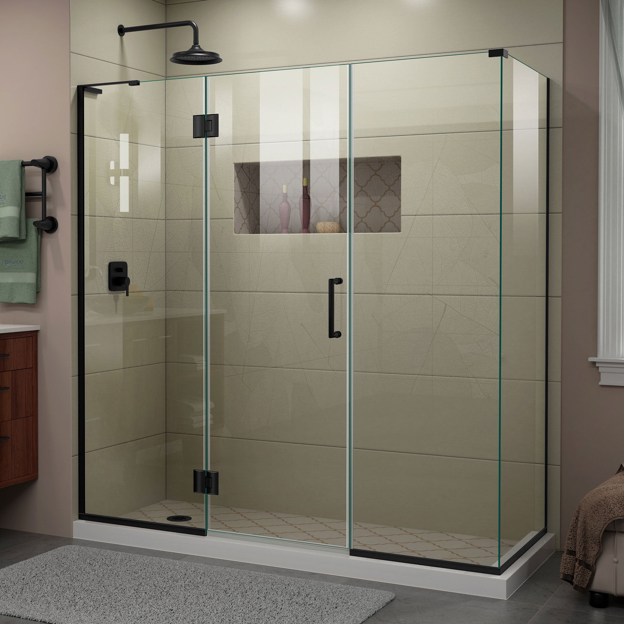 DreamLine Unidoor-X 69 1/2 inch W x 34 3/8 inch D x 72 inch H Frameless Hinged Shower Enclosure