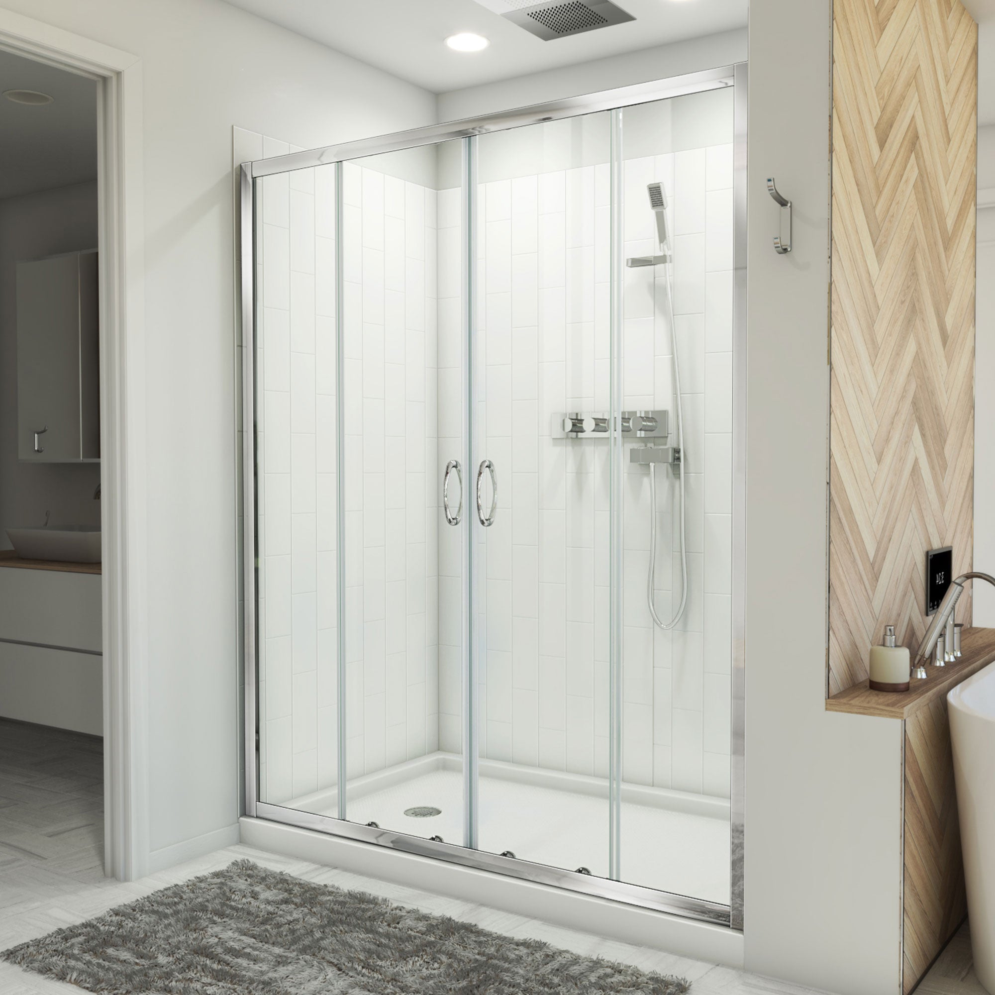DreamLine Visions 36 inch D x 60 inch W x 78 3/4 inch H Semi-Frameless Sliding Shower Door