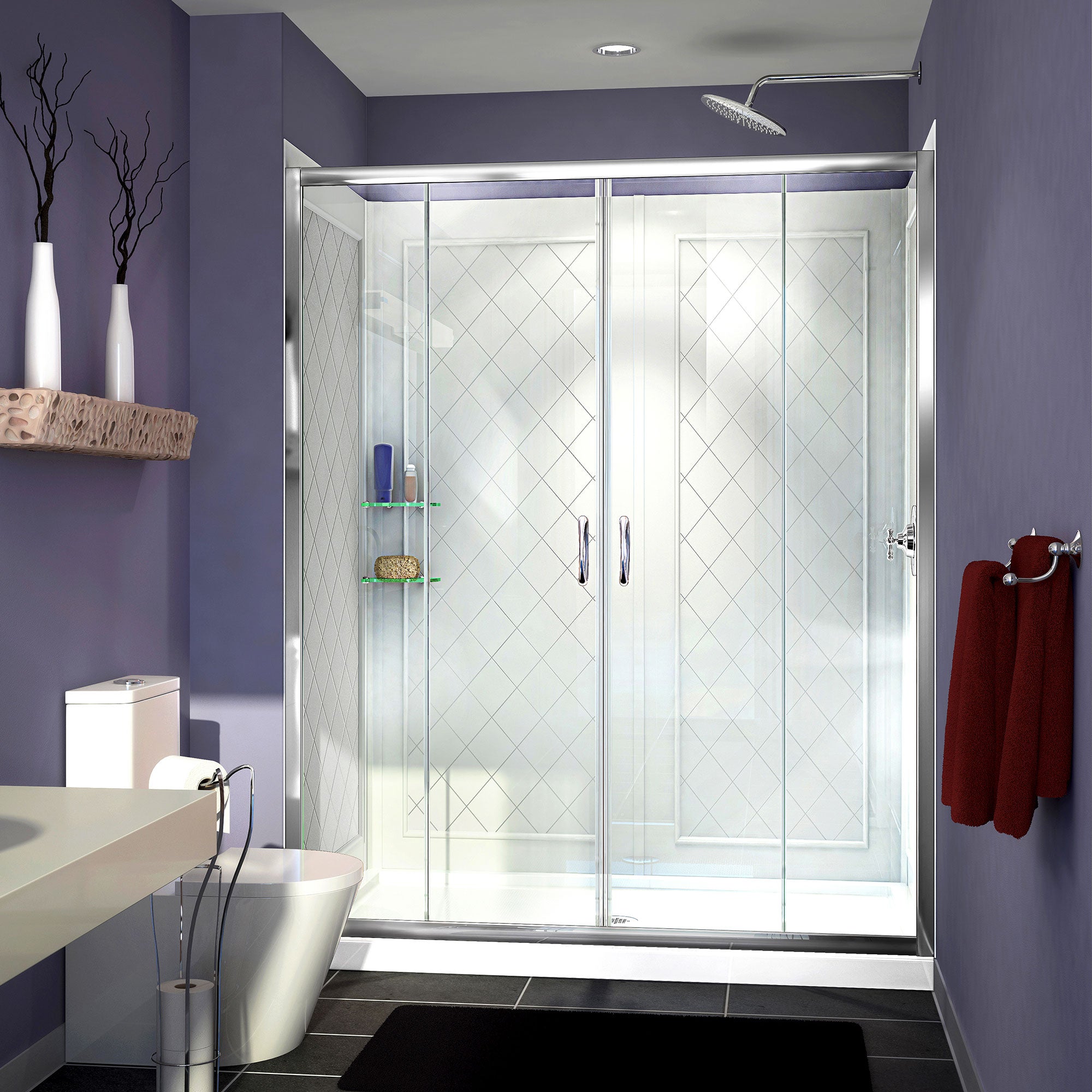 DreamLine Visions 36 inch D x 60 inch W x 76 3/4 inch H Semi-Frameless Sliding Shower Door