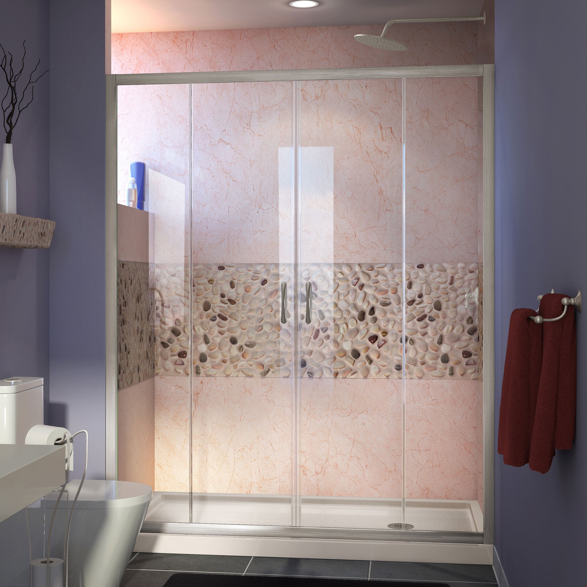 DreamLine Visions 36 inch D x 60 inch W x 74 3/4 inch H Semi-Frameless Sliding Shower Door