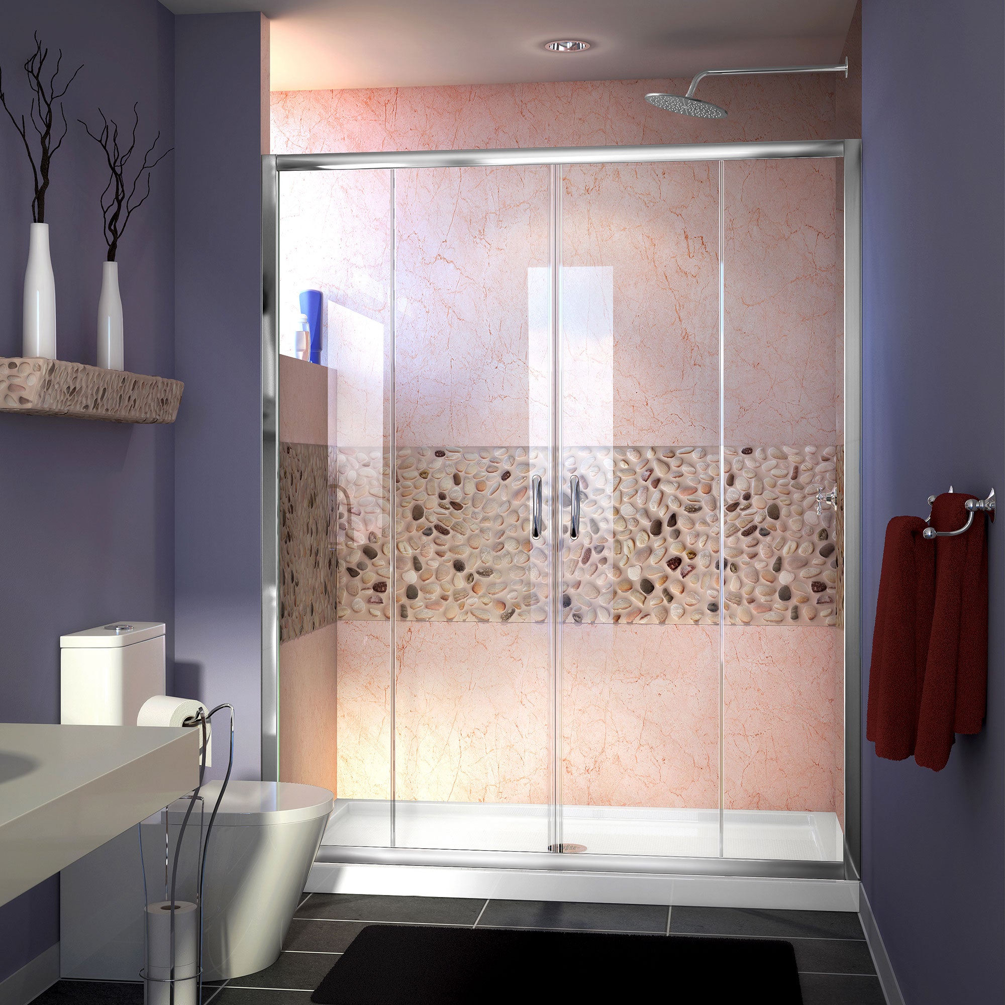 DreamLine Visions 56 - 60 inch W x 72 inch H Semi-Frameless Sliding Shower Door