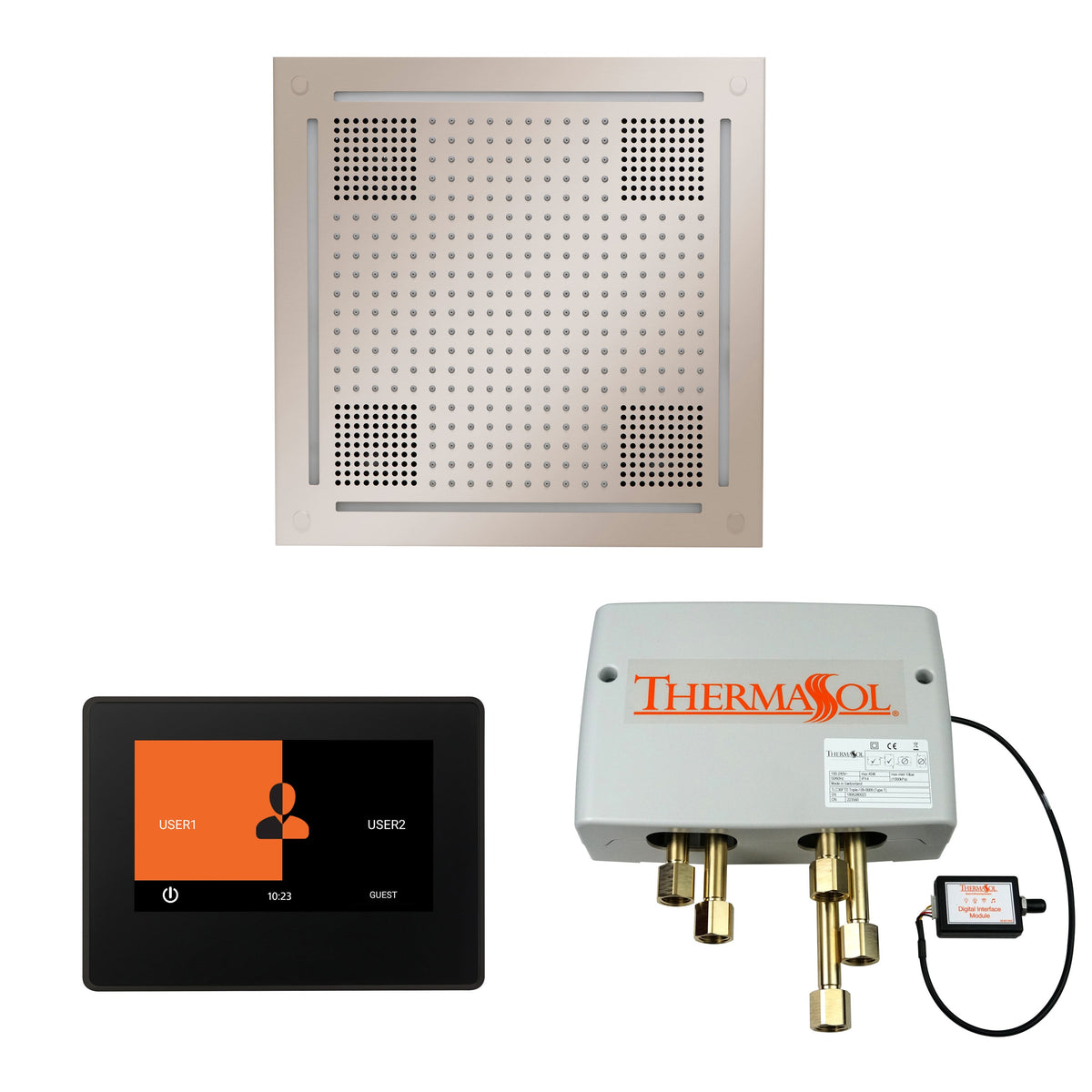 Wellness Shower Package ThermaTouch2 7 (Black Trim) — HydroVive 18 / Polished Nickel / No Steam Generator,ThermaTouch2 7 (Black Trim) — HydroVive 18 / Polished Nickel / PRO Series III 84 (6kW),ThermaTouch2 7 (Black Trim) — HydroVive 18 / Polished Nickel /