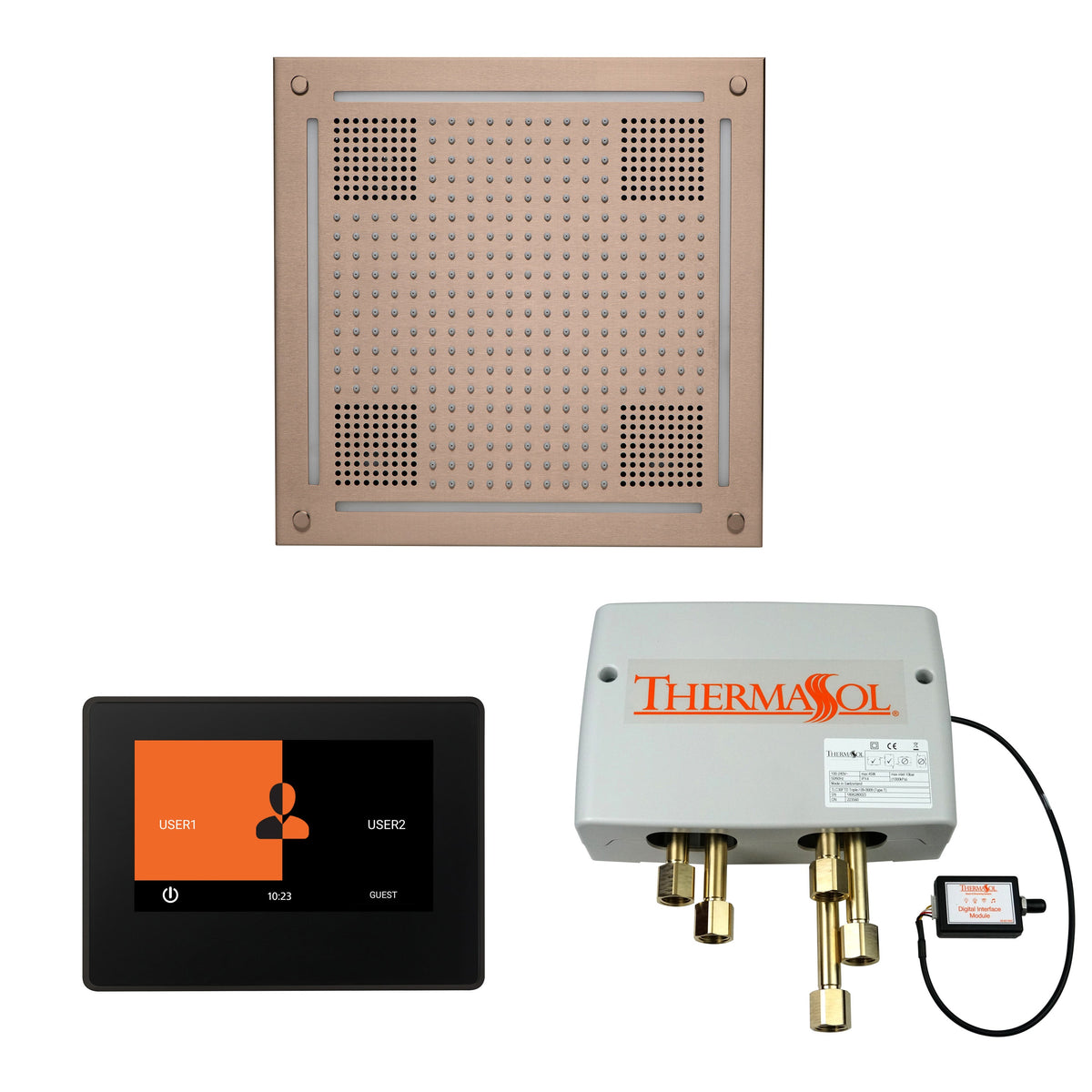 Wellness Shower Package ThermaTouch2 7 (Black Trim) — HydroVive 18 / Satin Nickel / No Steam Generator,ThermaTouch2 7 (Black Trim) — HydroVive 18 / Satin Nickel / PRO Series III 84 (6kW),ThermaTouch2 7 (Black Trim) — HydroVive 18 / Satin Nickel / PRO Seri
