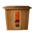 Finnish Sauna Builders 4' x 4' x 7' Pre-Built Outdoor Sauna Kit with A-Frame Cedar Shake Roof