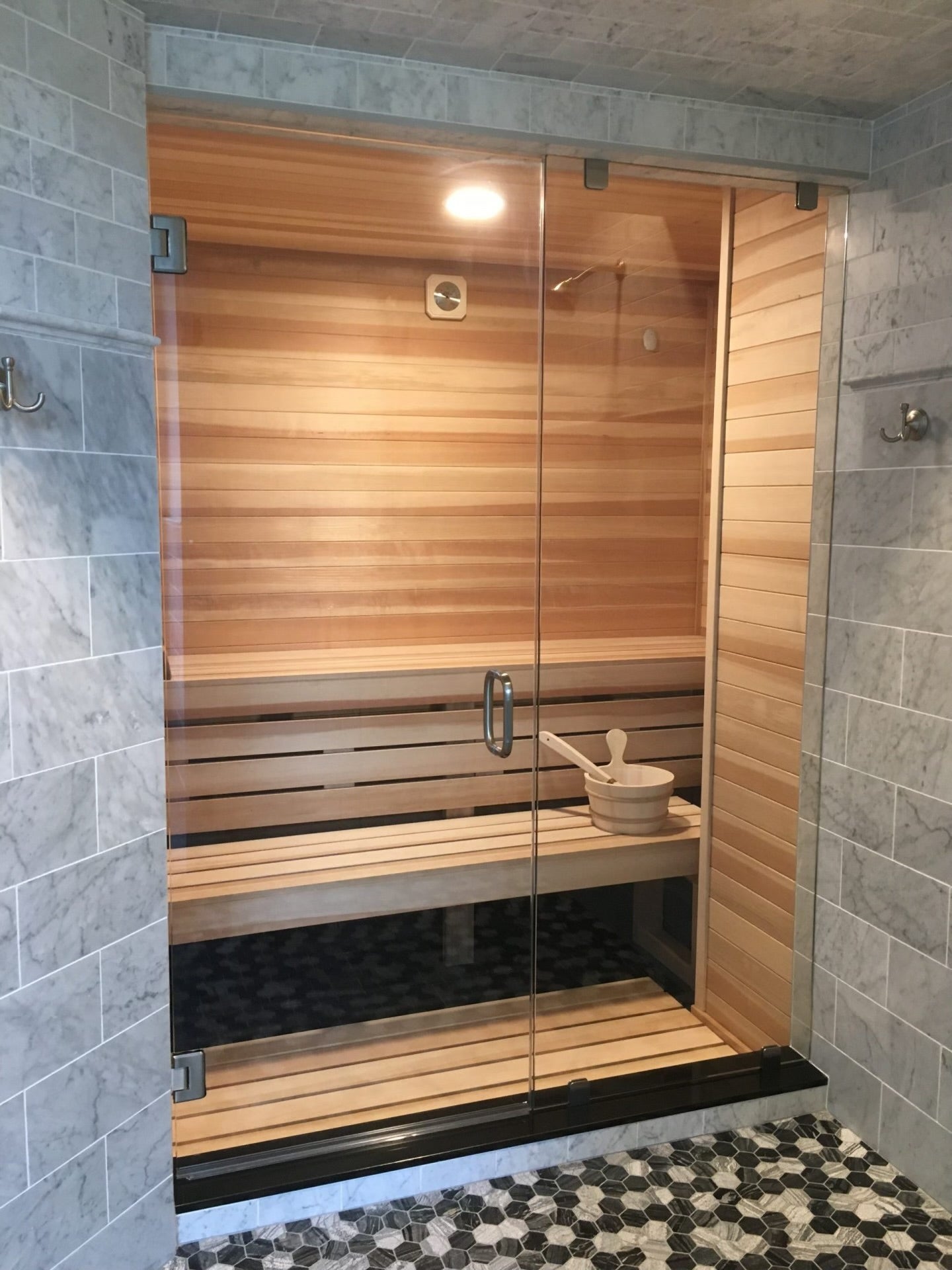 Finnish Sauna Builders 7' x 7' x 7' Pre-Built Outdoor Sauna Kit with Cedar Panelized Roof