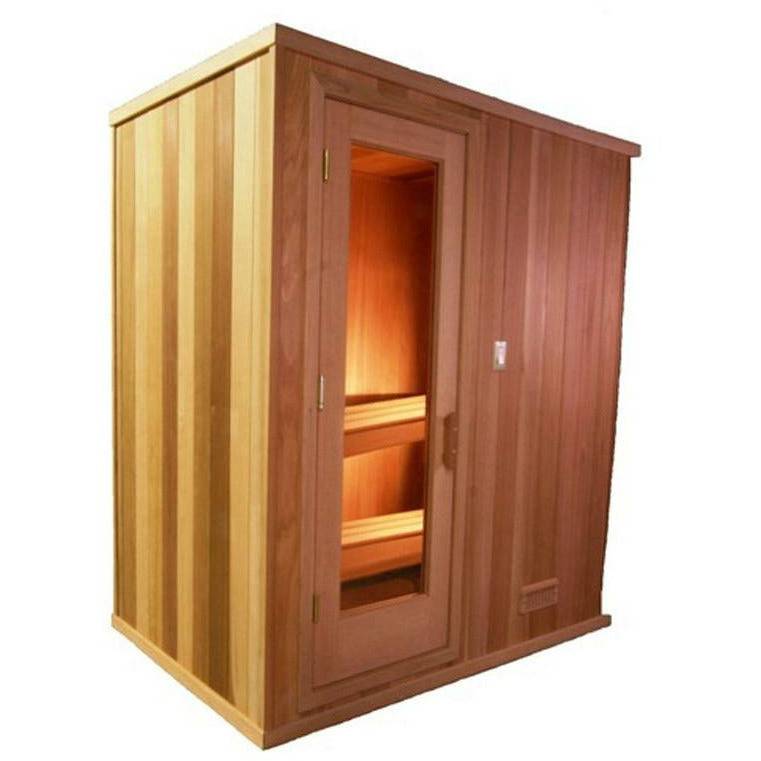 Finnish Sauna Builders 7' x 7' x 7' Pre-Built Outdoor Sauna Kit with Cedar Panelized Roof