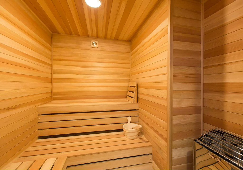 Finnish Sauna Builders 7' x 7' x 7' Pre-Built Outdoor Sauna Kit with Cedar Panelized Roof